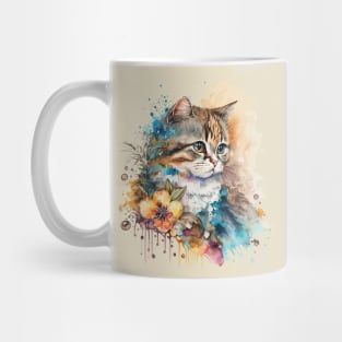 Feline Floral Art: Watercolor Elegance Mug